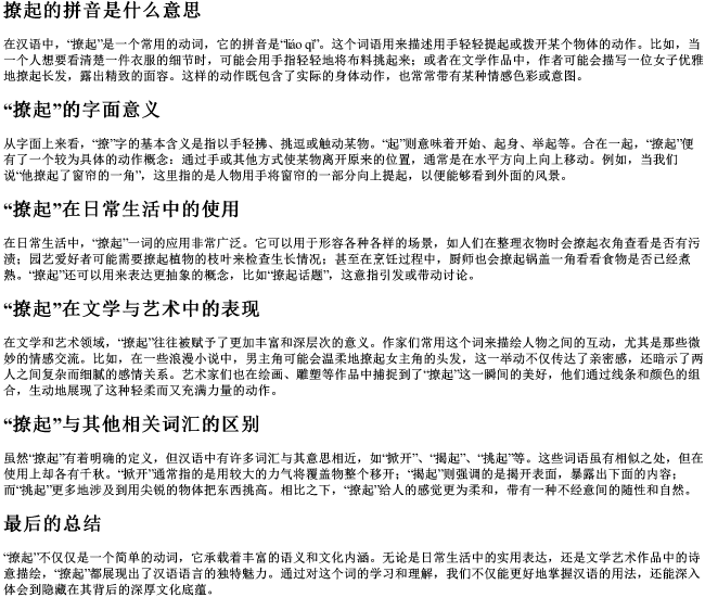 撩起的拼音是什么意思
